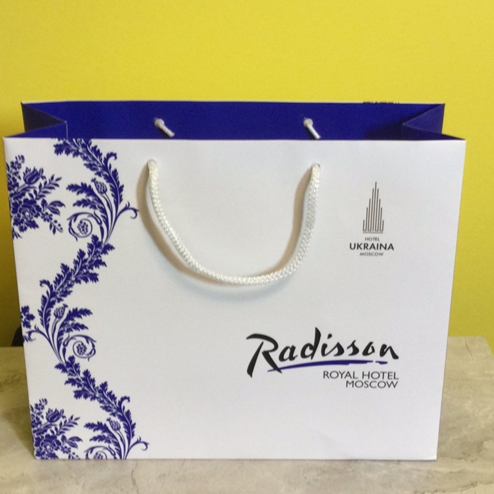 NEW Royal Hotel Moscow Russia blue damask print bag